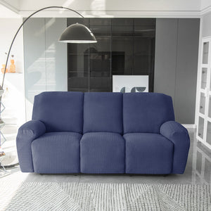 miniature avant canapé relax 3 places housses microfibre extensibles bleu marine