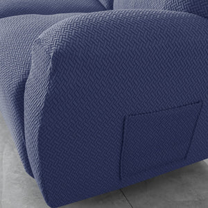 miniature avant canapé relax 3 places housses microfibre extensibles bleu marine