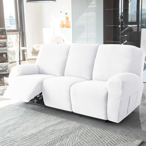 miniature avant canapé relax 3 places housses microfibre extensibles blanc