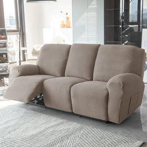 miniature avant canapé relax 3 places housses microfibre extensibles taupe