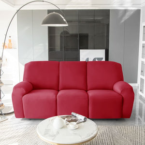 miniature avant canapé relax 3 places housses extensibles rouge