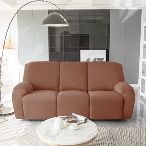miniature avant canapé relax 3 places housses extensibles brune