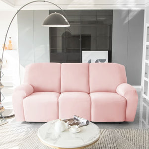 miniature avant canapé relax 3 places housses extensibles rose