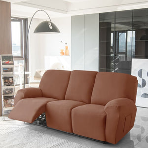 miniature avant canapé relax 3 places housses extensibles brune