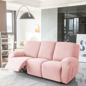 miniature avant canapé relax 3 places housses extensibles rose