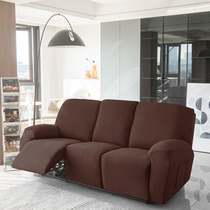 miniature avant canapé relax 3 places housses extensibles marron