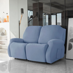 miniature avant canapé relax 3 places housses extensibles bleu