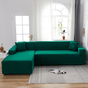 miniature Tissu housse canapé d'angle vert sapin