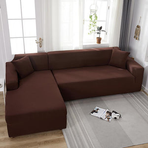 miniature Tissu housse canapé d'angle café foncé