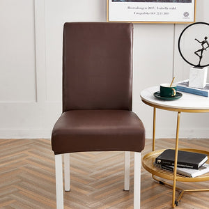 miniature détail matière housse de chaise en simili cuir marron
