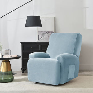 miniature textile housse de fauteuil relax velours bleu ciel