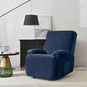 miniature textile housse de fauteuil relax velours bleu marine