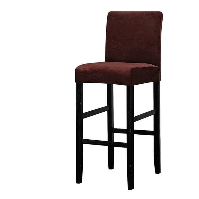 housse pour tabouret de bar avec dossier velours marron