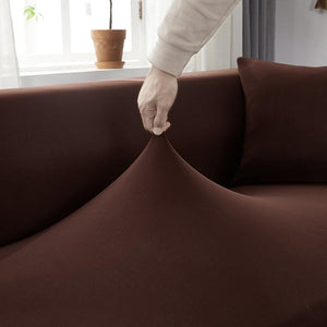 miniature Tissu housse canapé d'angle café foncé