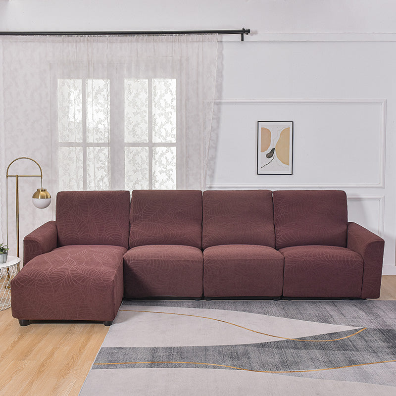 Housse de canapé relax jacquard brun