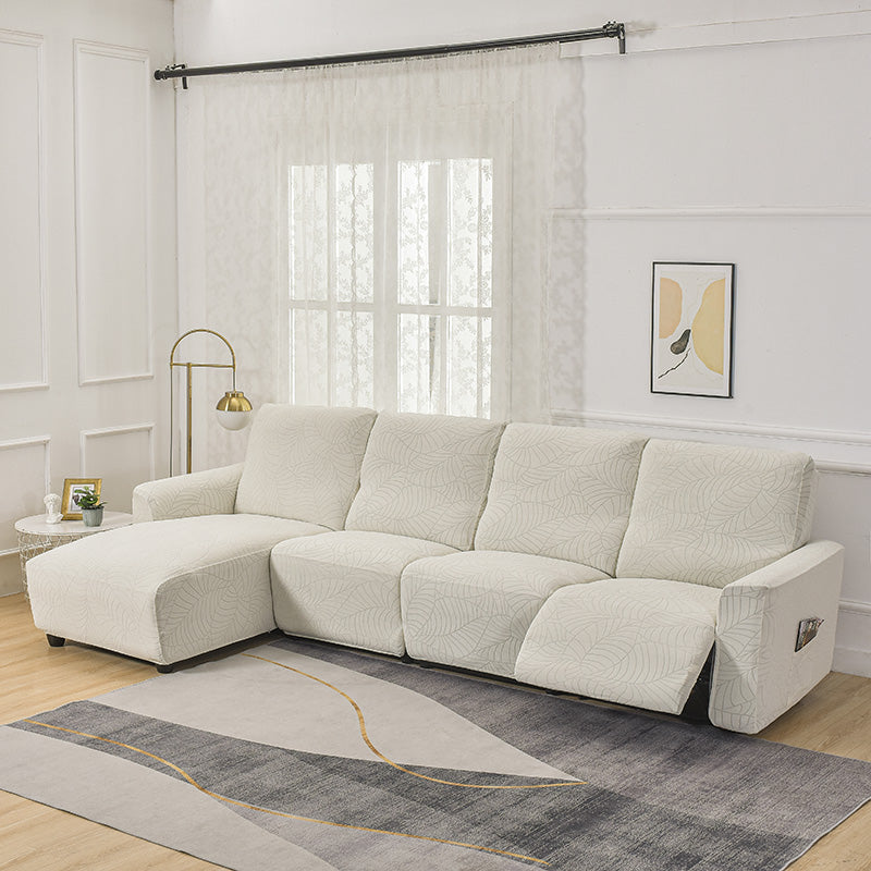 Housse de canapé relax jacquard incliné blanc