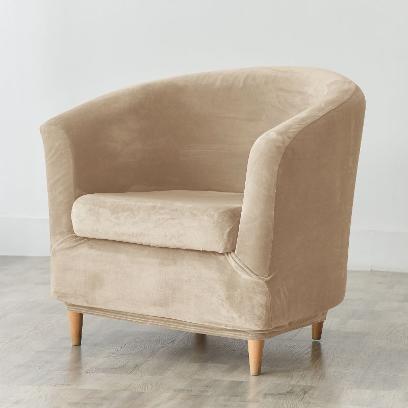 Housse de fauteuil cabriolet Velours beige avec coussin