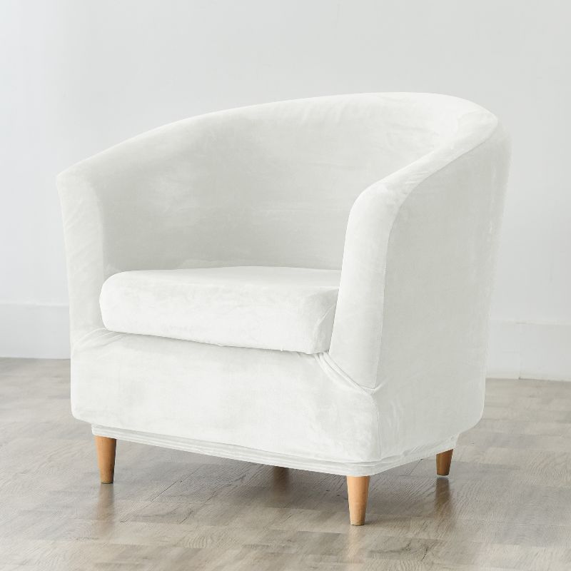 Housse de fauteuil cabriolet Velours blanc avec coussin