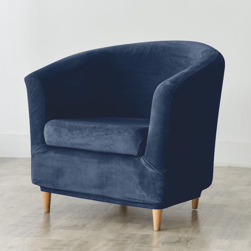 Housse de fauteuil cabriolet Velours bleu nuit avec coussin