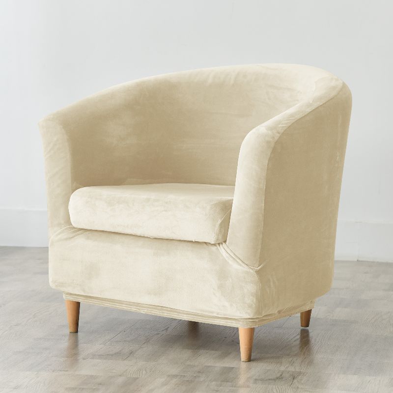 Housse de fauteuil cabriolet Velours écru avec coussin