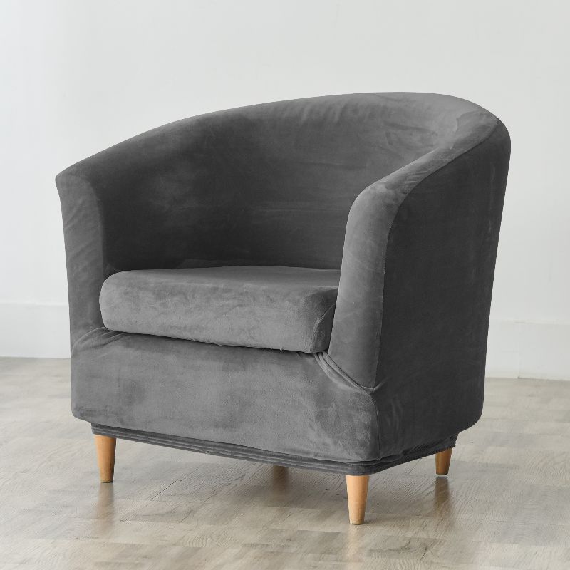 Housse de fauteuil cabriolet Velours gris anthracite avec coussin