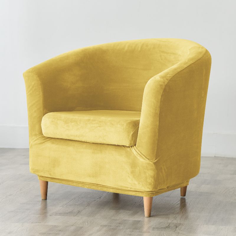 Housse de fauteuil cabriolet Velours jaune avec coussin
