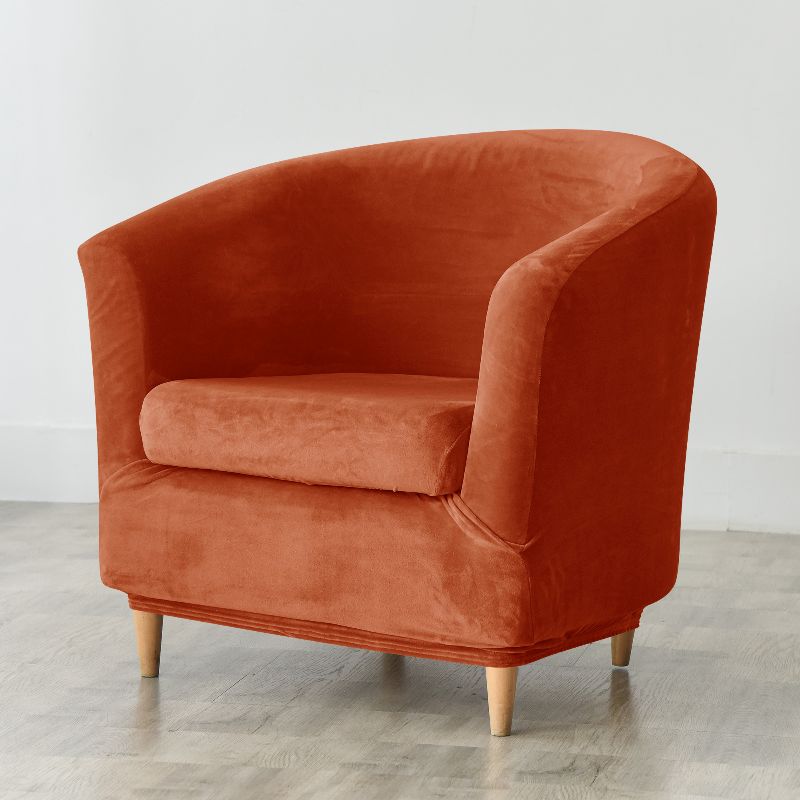 Housse de fauteuil cabriolet Velours orange brulée avec coussin