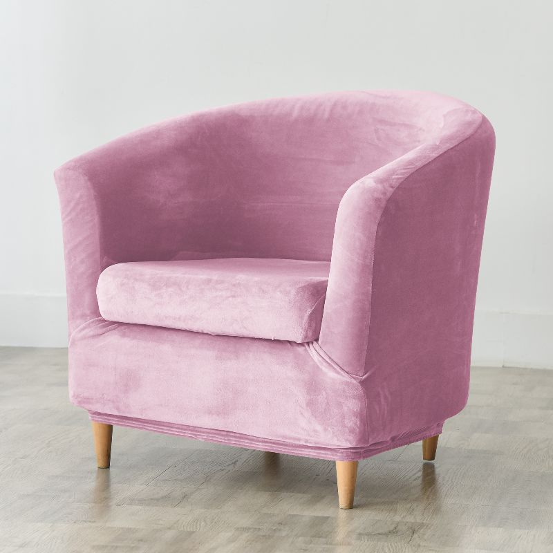 Housse de fauteuil cabriolet Velours rose poudré avec coussin