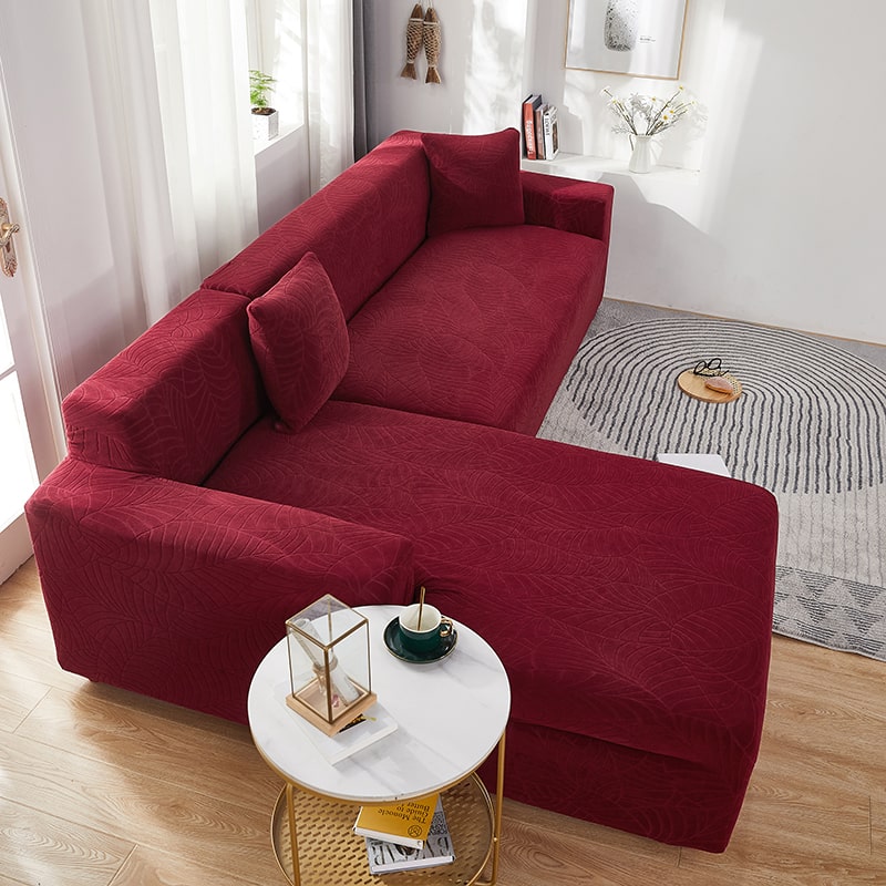 Housse de Canapé d&#39;Angle Imperméable Bordeaux