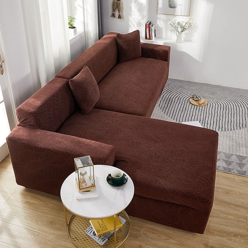 Housse de Canapé d&#39;Angle Imperméable Marron