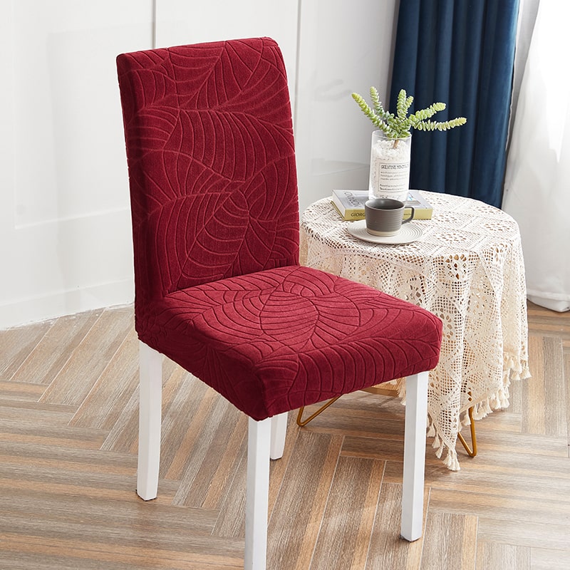 Housse de Chaise Imperméable Feuille Bordeaux
