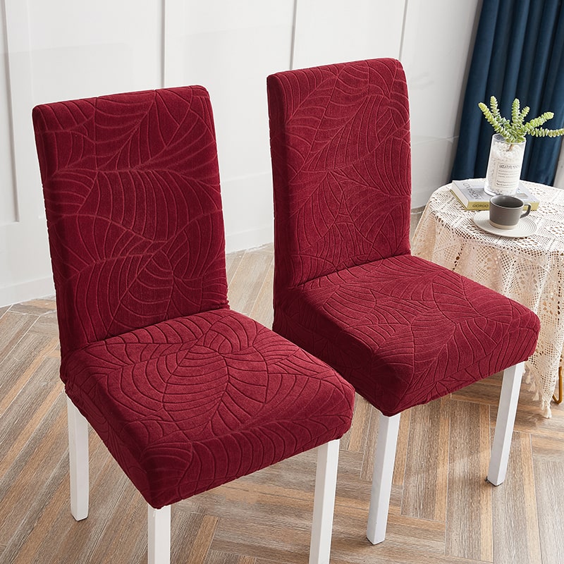 Housse de Chaise Imperméable Feuille Bordeaux