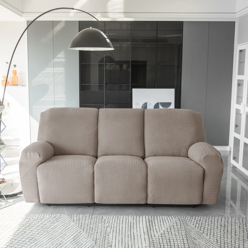 avant canapé relax 3 places housses microfibre extensibles taupe