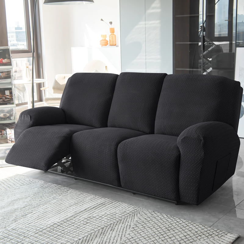 housses microfibre noir pour canapé relax 3 places