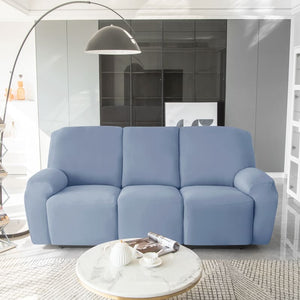 miniature avant canapé relax 3 places housses extensibles bleu