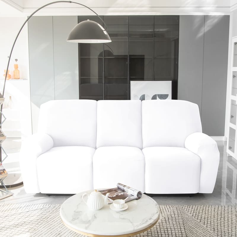 avant canapé relax 3 places housses extensibles blanches