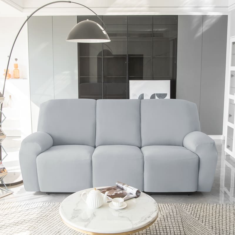 avant canapé relax 3 places housses extensibles gris clair