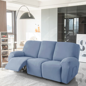 miniature avant canapé relax 3 places housses extensibles bleu