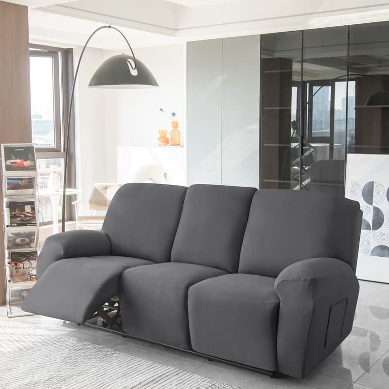 housses gris foncé pour canapé relax 3 places