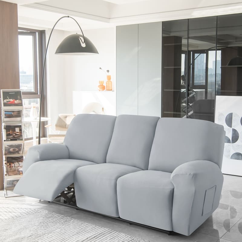 housses gris clair pour canapé relax 3 places