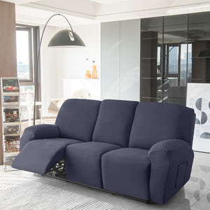 miniature avant canapé relax 3 places housses extensibles bleu marine