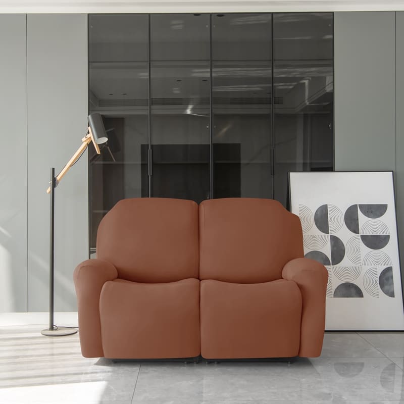 vue de face du canapé relax 2 places avec housses brune