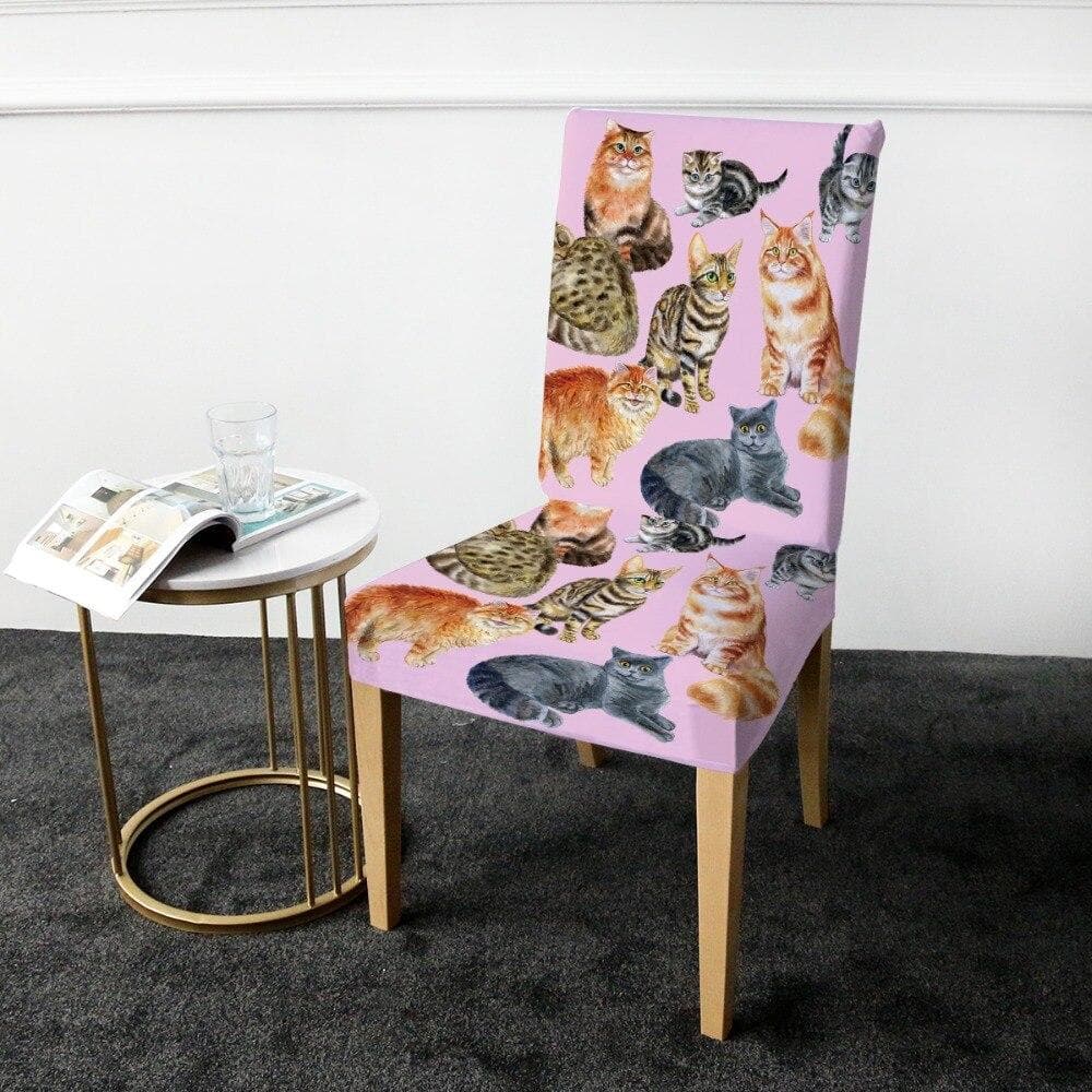 Housse de Chaise Chat rose bon marché