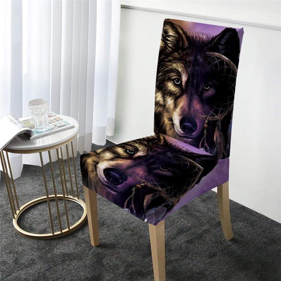 Housse de Chaise Loup Amérindien bon marché
