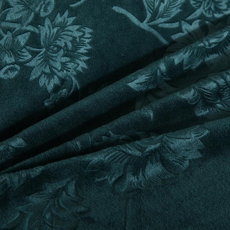 tissu Housse Clic Clac Velours Floral vert foncé