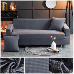 miniature Housse de Canapé Gaufré Extensible marron clair