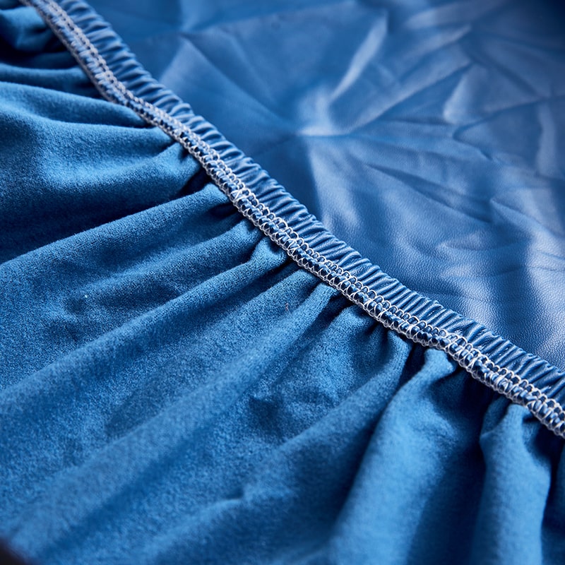 couture Housse pour coussin de canapé cuir pu bleu