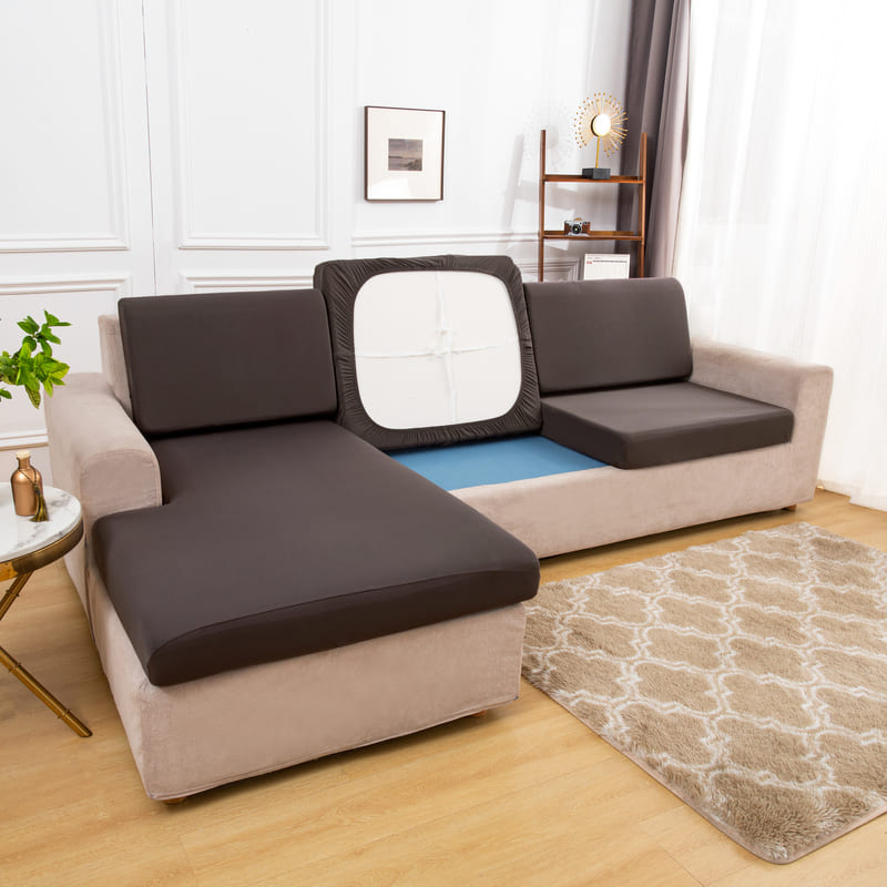 dessous coussin housse extensible gris anthracite pour coussin assise canapé