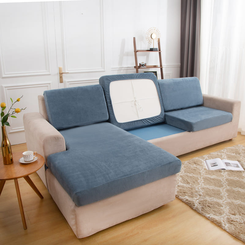dessous coussin housse pour coussin assise canape peluche bleu gris