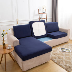 miniature textile housse pour coussin assise canape peluche bleue marine